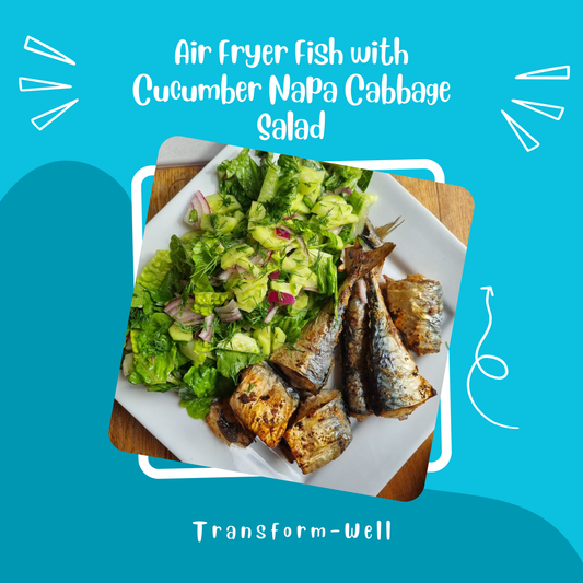 Air Fryer Fish with Cucumber–Napa Cabbage Salad