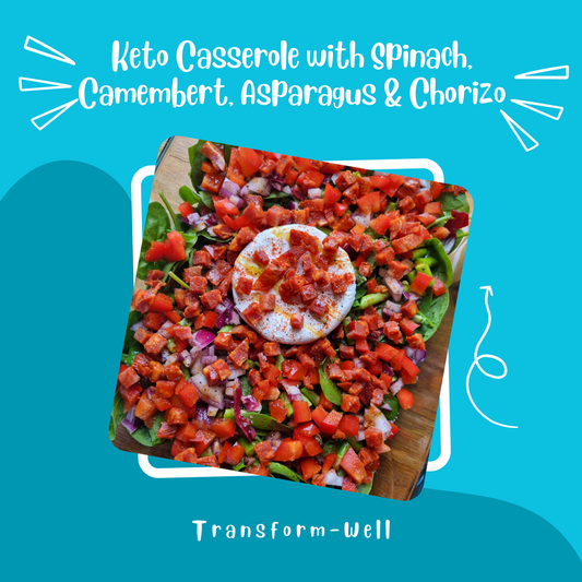 Keto Casserole with Spinach, Camembert, Asparagus & Chorizo