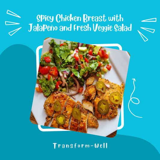 Spicy Chicken Breast with Jalapeño and Fresh Veggie Salad