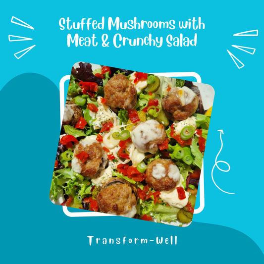 Stuffed Mushrooms with Meat & Crunchy Salad